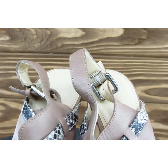 Calvin Klein Collection Size 7 M Brown Open Toe Platform Leather Women‎ Gene - Picture 3 of 8